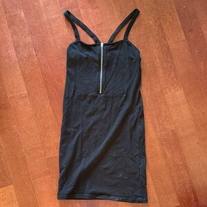 Black Strappy Dress with Zipper and mesh side cutouts